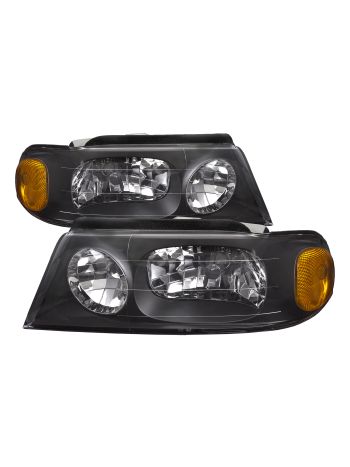 King of the Road Genesis 2004 Motorhome RV Left and Right Black Halogen Headlights Pair