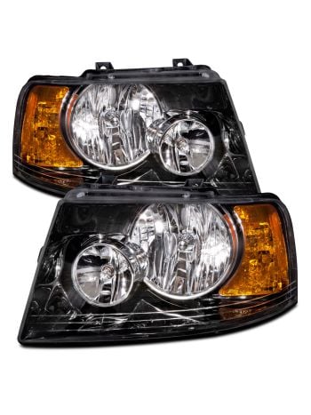 National RV Dolphin 2006-2008 Motorhome RV Left and Right Black Headlights Pair