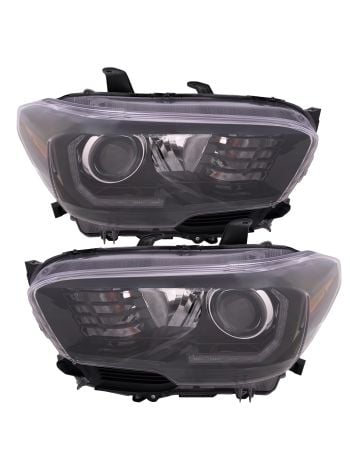 Headlight Set Compatible With Toyota Tacoma 2017-2019 Left Driver And Right Passenger Side Halogen With LED DRL And Fog Light