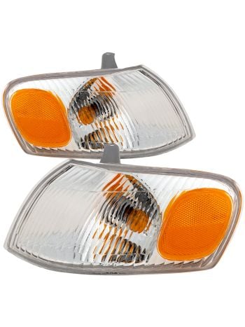 Pair Of Corner Turn Signal Lights – Fits 1998-2000 Toyota Corolla – Clear/Amber Lens, Labworkauto