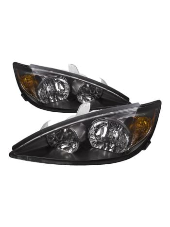 Headlights Fits Toyota Camry 2002-2004 SE Model Includes Left Driver and Right Passenger Side Black Housing Halogen Headlamps