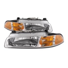 HeadlightsDepot Halogen Headlight Set – Fits 2001–2006 Dodge Stratus / Chrysler Sebring (4D/Conv)